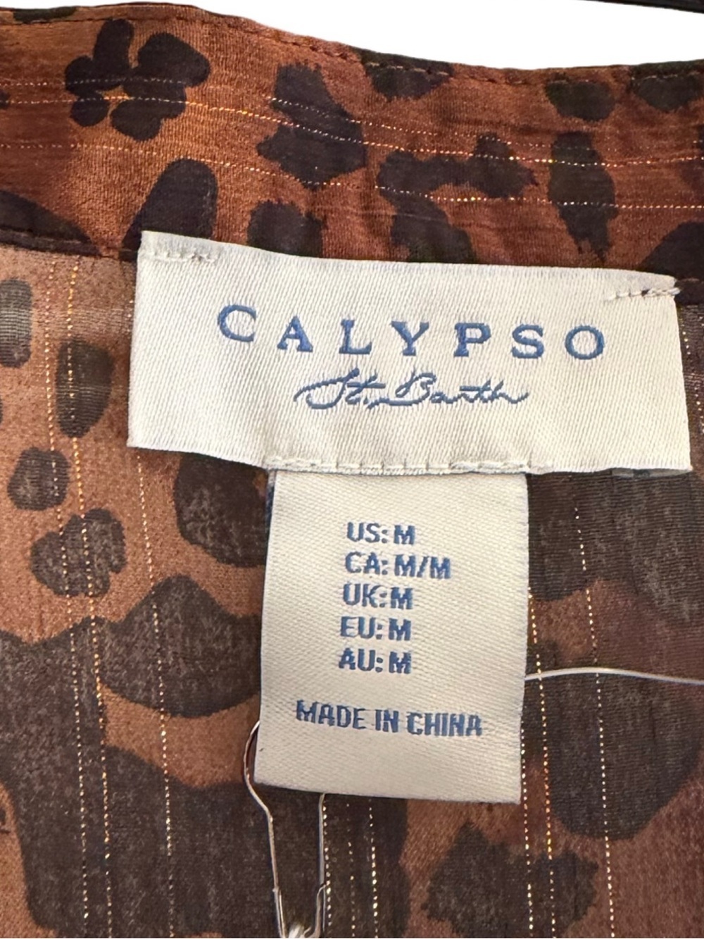 CALYPSO ST. BARTH Sheer Leopard Print Blouse Brown Size Medium - Picture 9 of 9